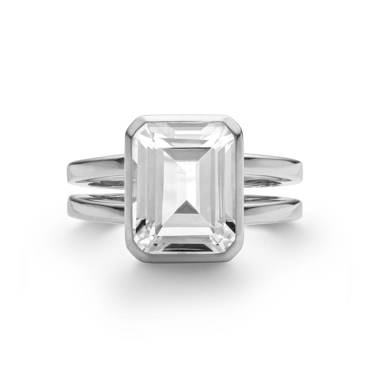 Warren Vertical White Topaz Ring in 14k Gold (April)
