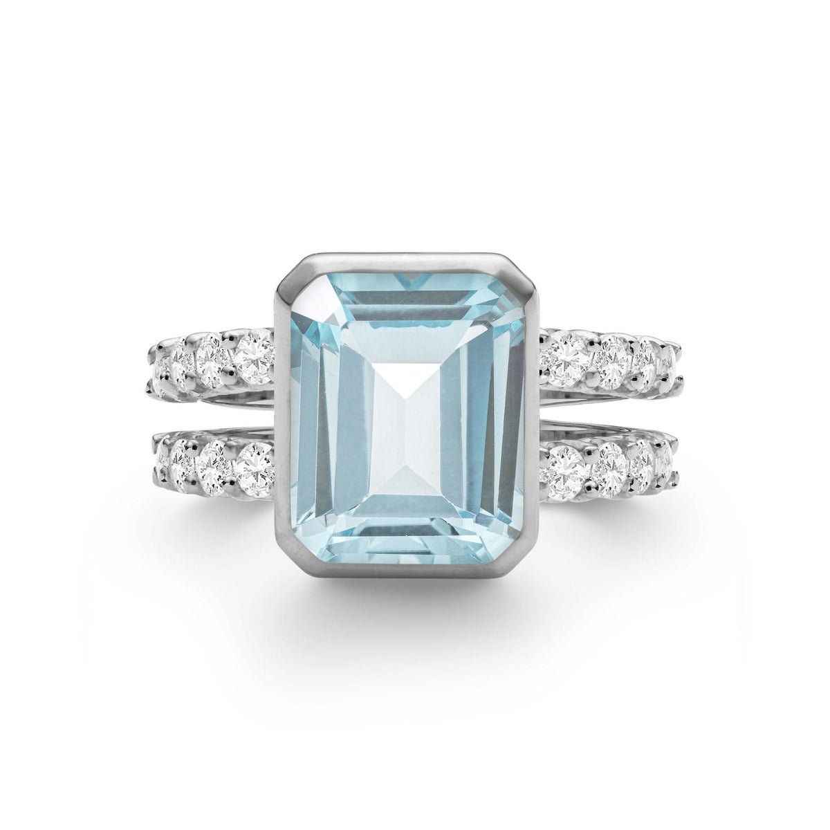 Warren Vertical Nantucket Blue Topaz Ring with Diamonds in 14k Gold (December)
