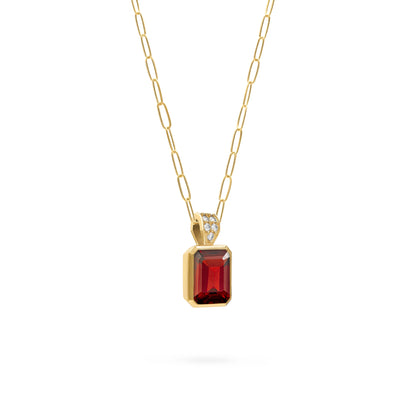 Warren Garnet Pendant with Diamond Bail in 14k Gold (January)
