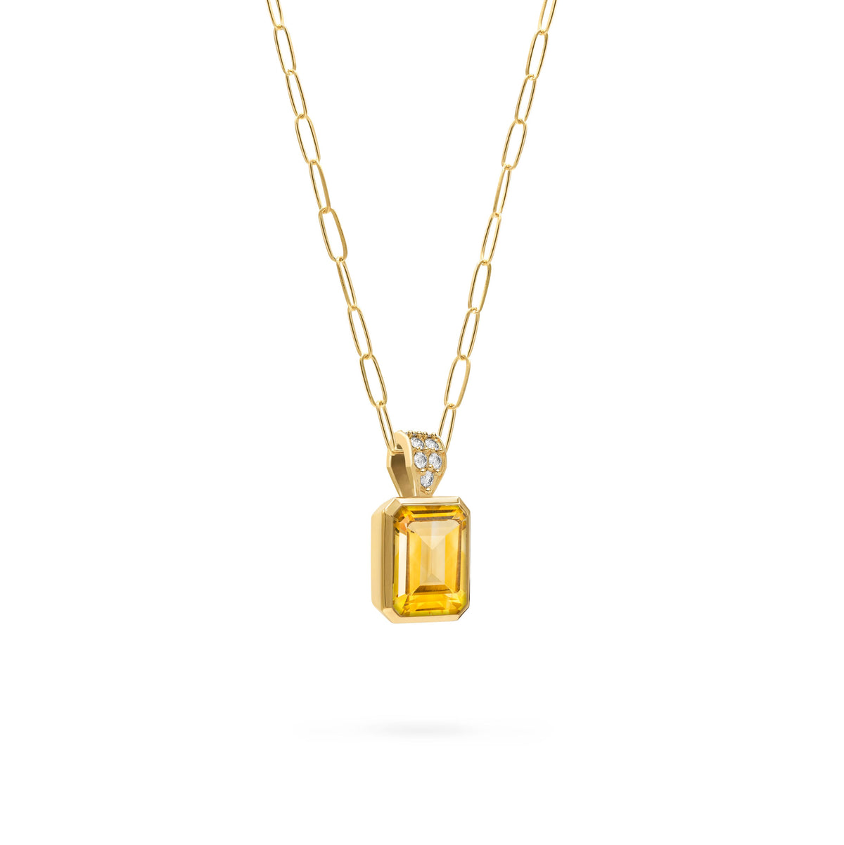 Warren Citrine Pendant with Diamond Bail in 14k Gold (November)