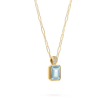 Warren Nantucket Blue Topaz Pendant with Diamond Bail in 14k Gold (December)