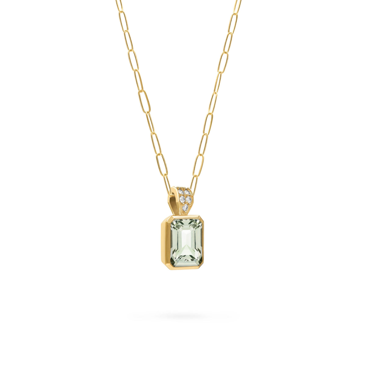 Warren Green Amethyst Pendant with Diamond Bail in 14k Gold (February)