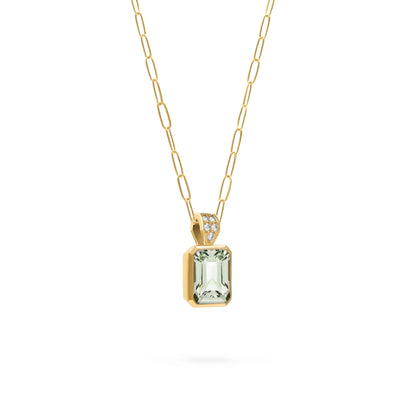 Warren Green Amethyst Pendant with Diamond Bail in 14k Gold (February)