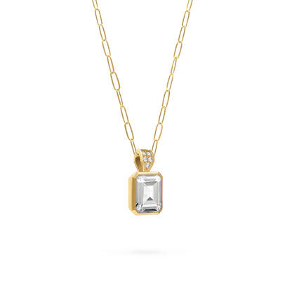 Warren White Topaz Pendant with Diamond Bail in 14k Gold (April)