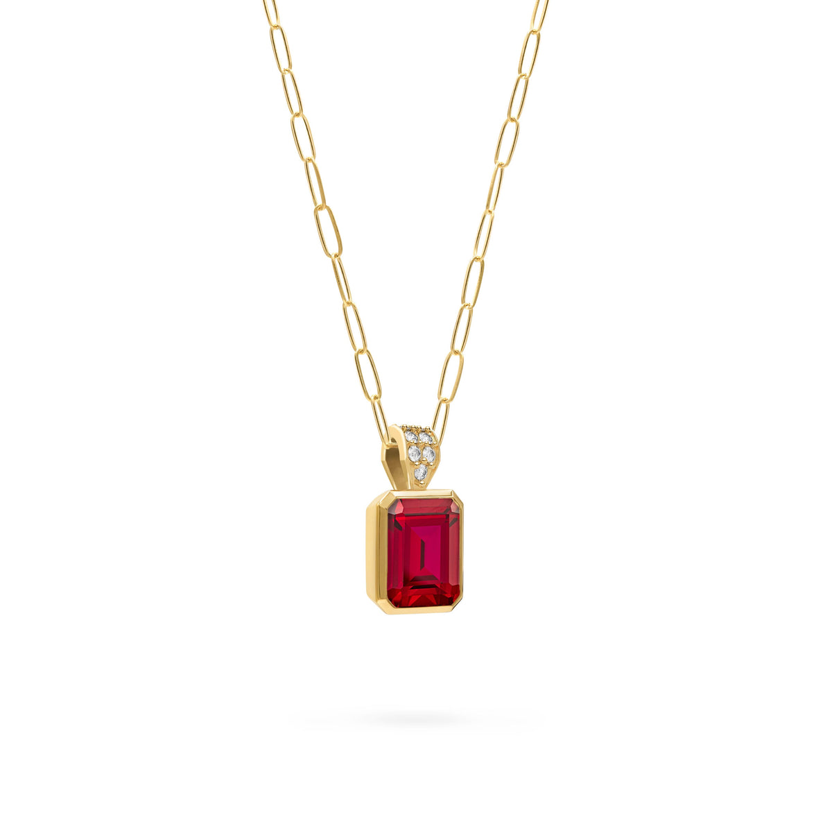 Warren Ruby Pendant with Diamond Bail in 14k Gold (July)
