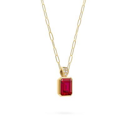 Warren Ruby Pendant with Diamond Bail in 14k Gold (July)