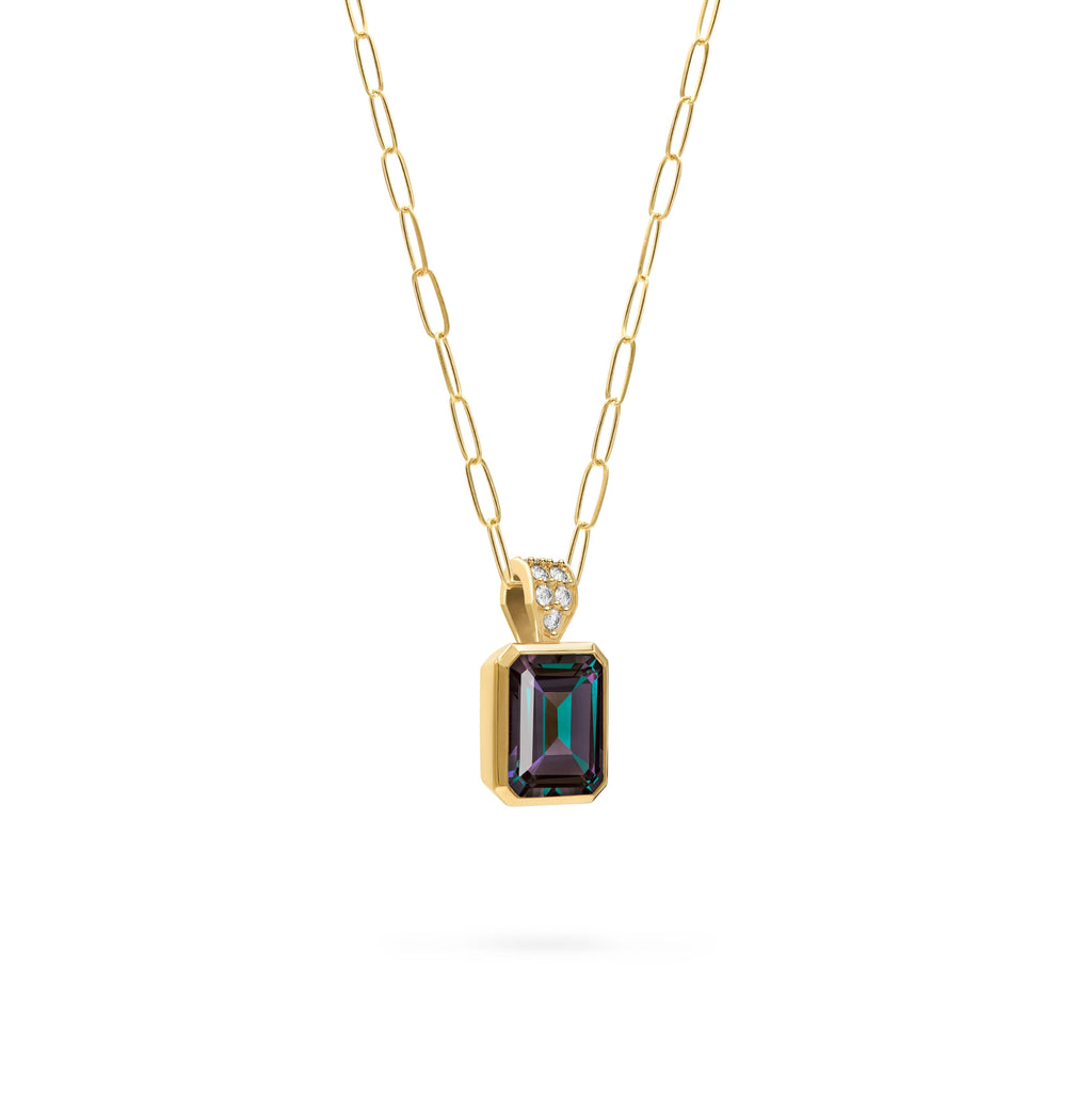 Warren Alexandrite Pendant with Diamond Bail in 14k Gold (June)