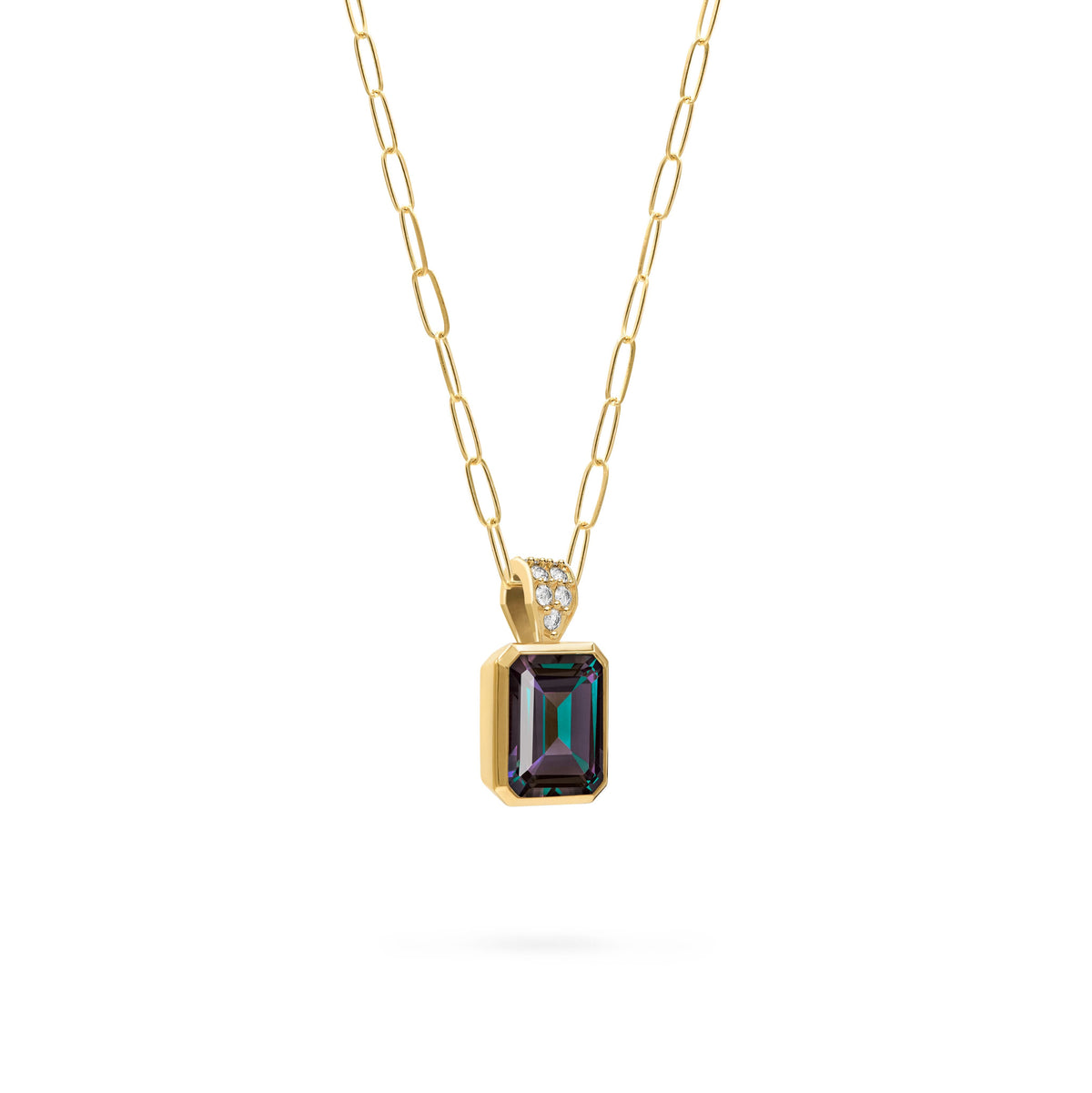 Warren Alexandrite Pendant with Diamond Bail in 14k Gold (June)