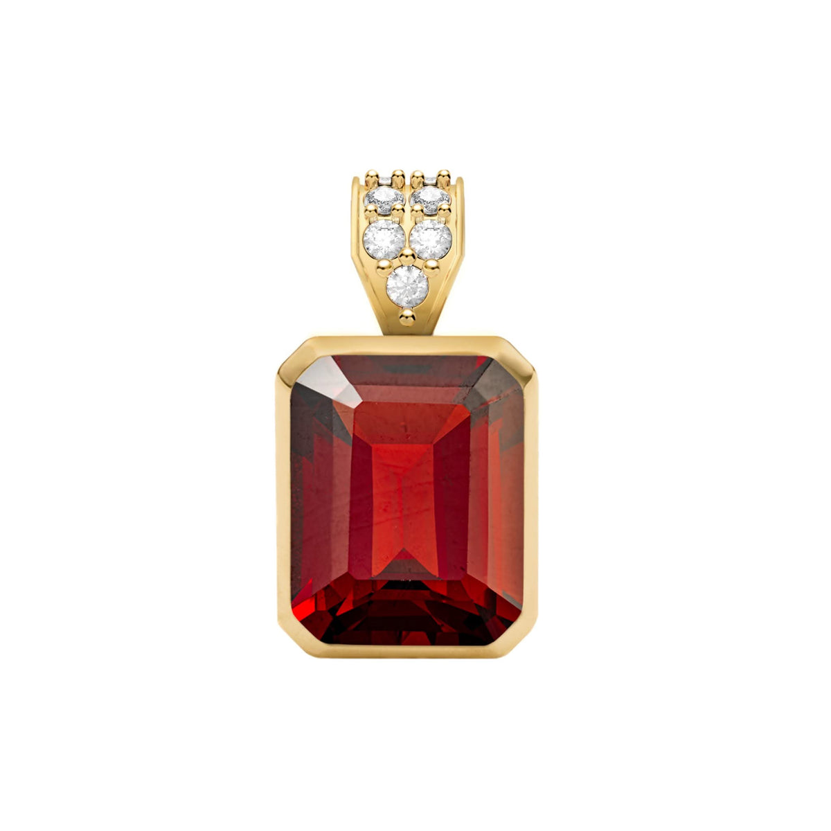 Warren Garnet Pendant with Diamond Bail in 14k Gold (January)