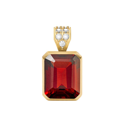 Warren Garnet Pendant with Diamond Bail in 14k Gold (January)