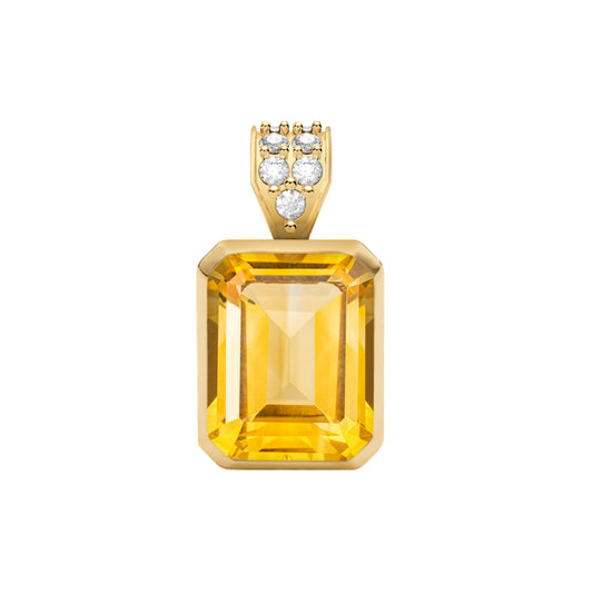 Warren Citrine Pendant with Diamond Bail in 14k Gold (November)