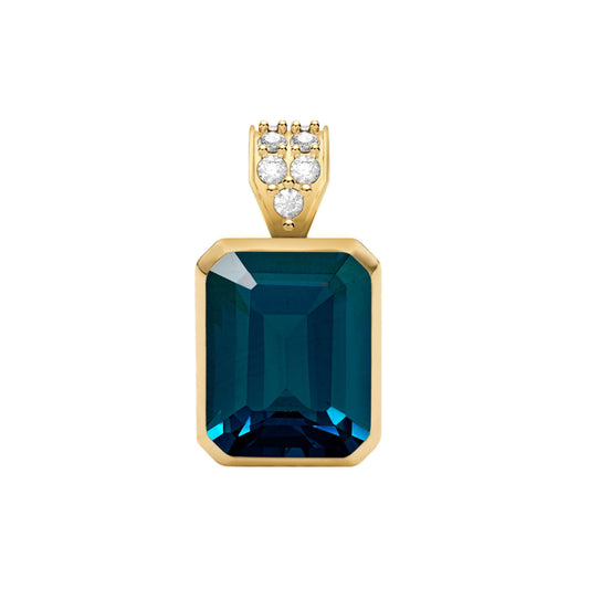 Warren Atlantic Blue Topaz Pendant with Diamond Bail in 14k Gold (December)