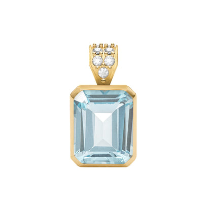 Warren Nantucket Blue Topaz Pendant with Diamond Bail in 14k Gold (December)