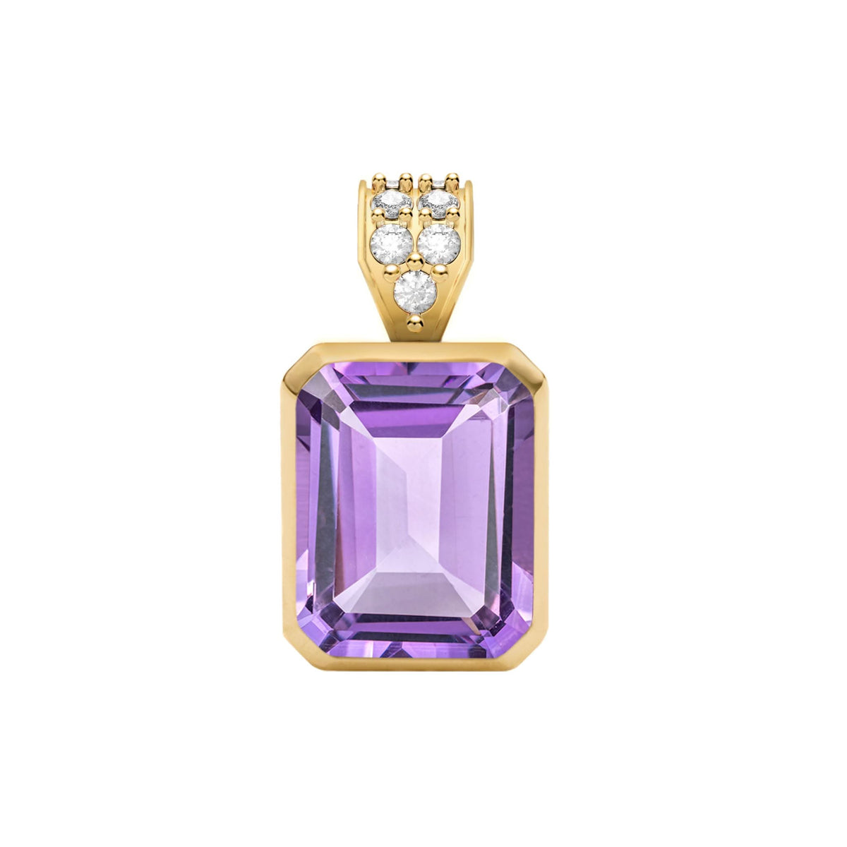 Warren Amethyst Pendant with Diamond Bail in 14k Gold (February)