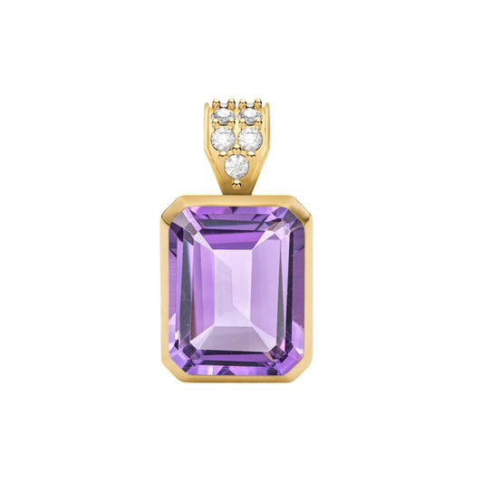 Warren Amethyst Pendant with Diamond Bail in 14k Gold (February)