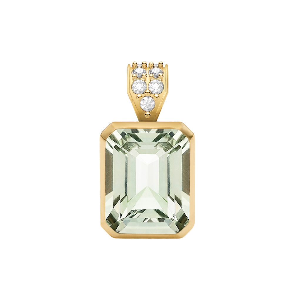 Warren Green Amethyst Pendant with Diamond Bail in 14k Gold (February)