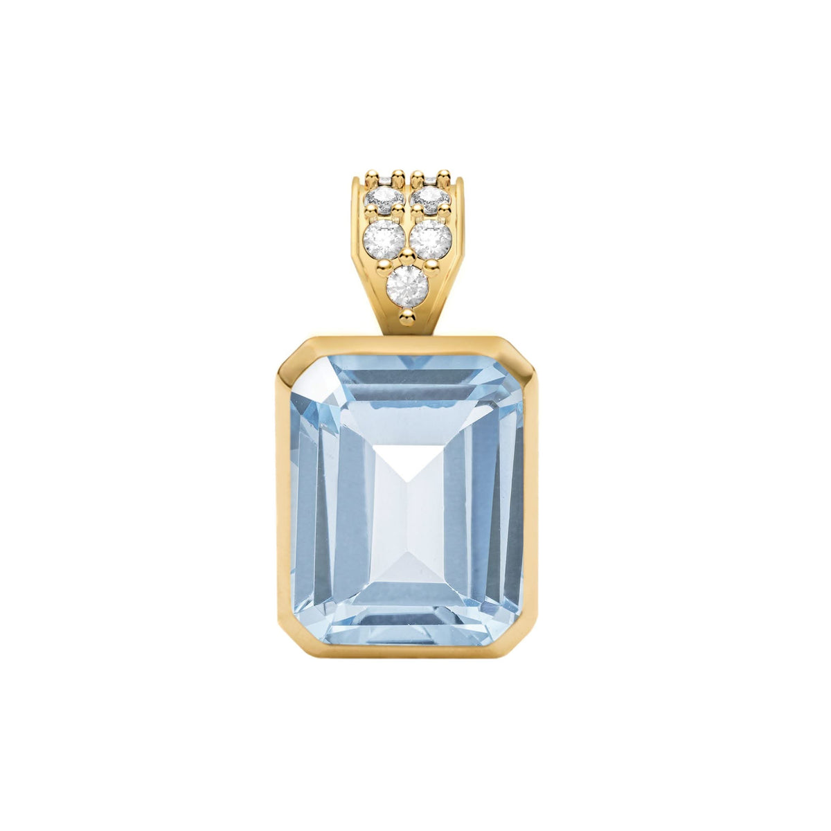 Warren Aquamarine Pendant with Diamond Bail in 14k Gold (March)