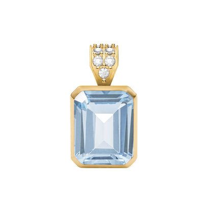 Warren Aquamarine Pendant with Diamond Bail in 14k Gold (March)