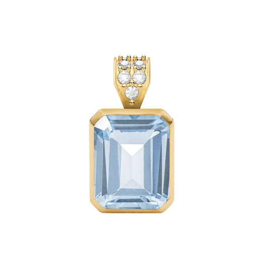 Warren Aquamarine Pendant with Diamond Bail in 14k Gold (March)