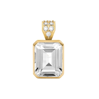 Warren White Topaz Pendant with Diamond Bail in 14k Gold (April)