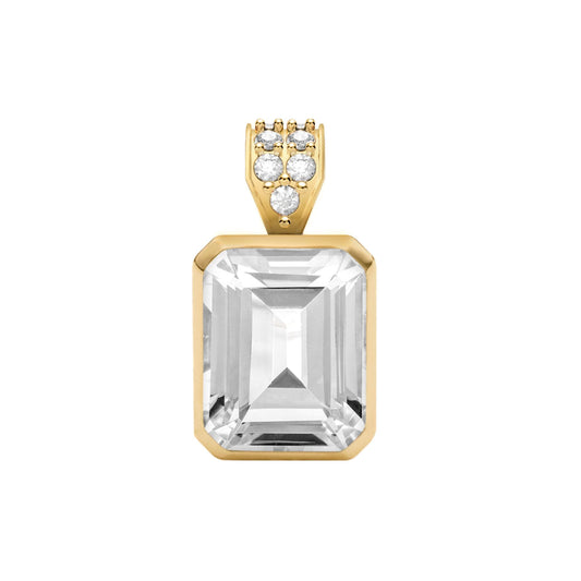 Warren White Topaz Pendant with Diamond Bail in 14k Gold (April)