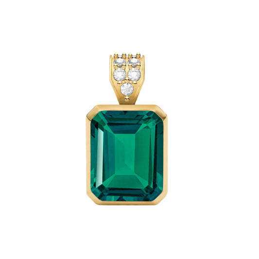 Warren Emerald Pendant with Diamond Bail in 14k Gold (May)