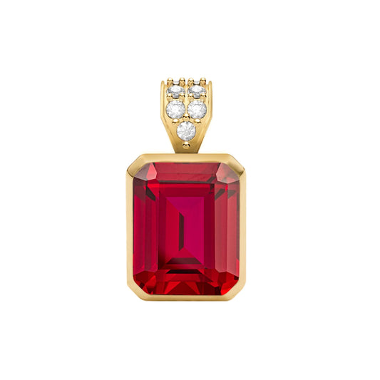 Warren Ruby Pendant with Diamond Bail in 14k Gold (July)