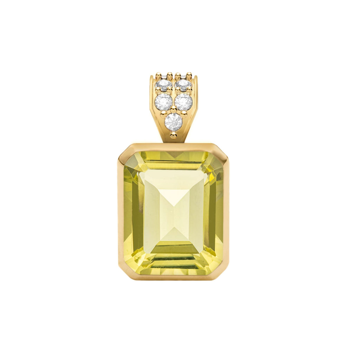Warren Lemon Verbena Quartz Pendant with Diamond Bail in 14k Gold (August)