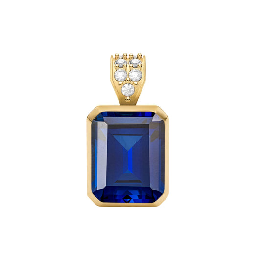 Warren Sapphire Pendant with Diamond Bail in 14k Gold (September)