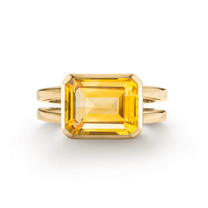 Warren Horizontal Citrine Ring in 14k Gold (November)