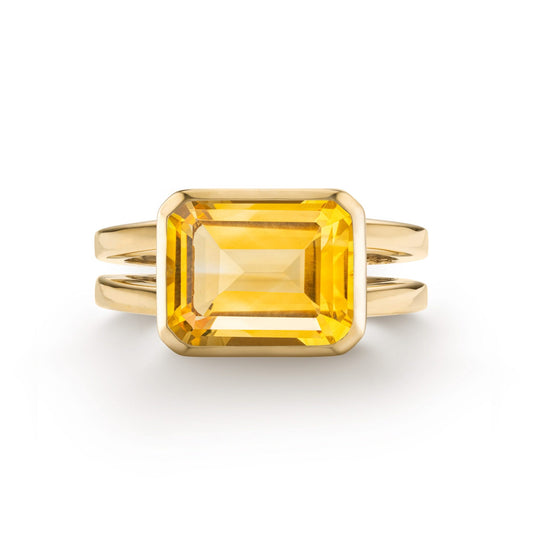 Warren Horizontal Citrine Ring in 14k Gold (November)