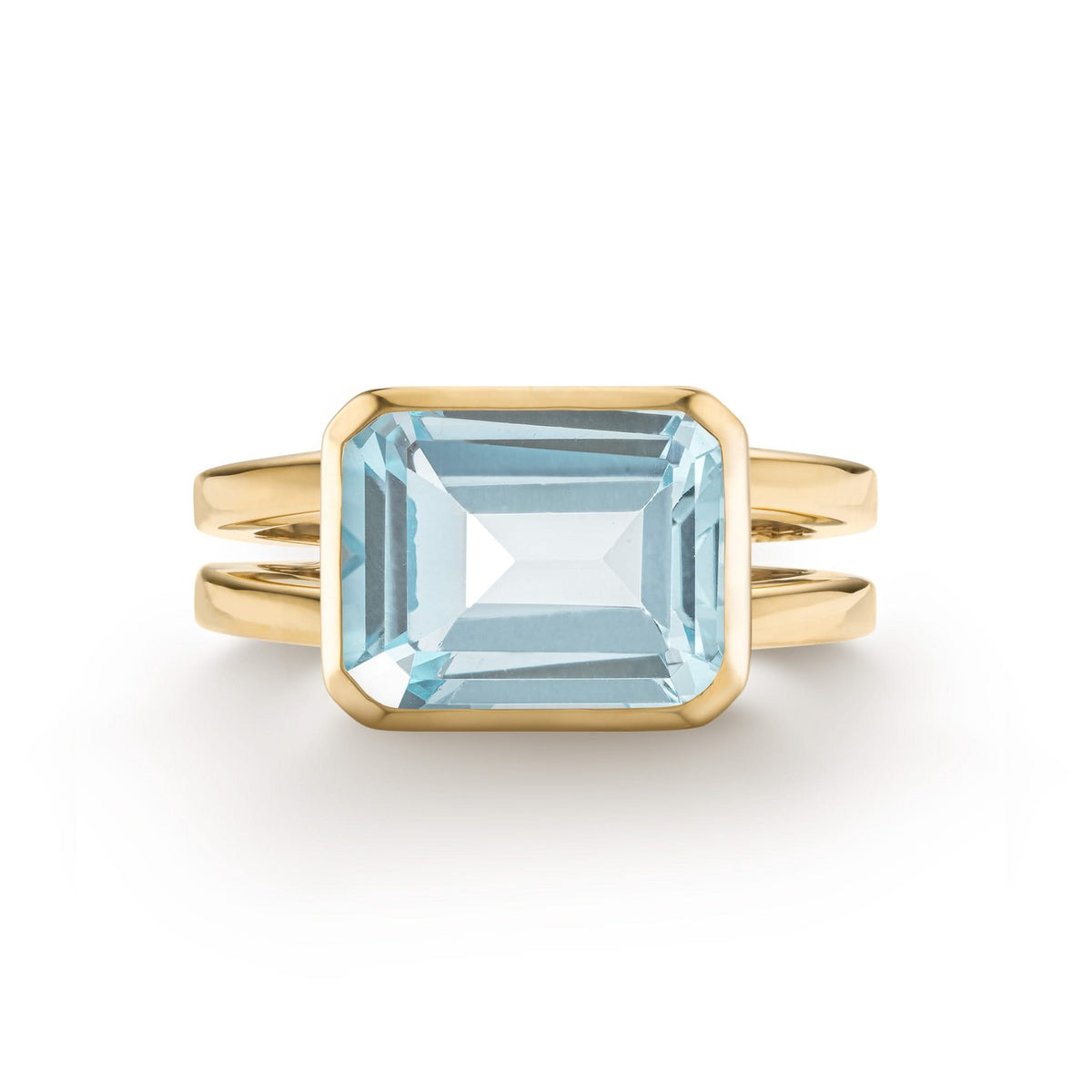 Warren Horizontal Nantucket Blue Topaz Ring in 14k Gold (December)