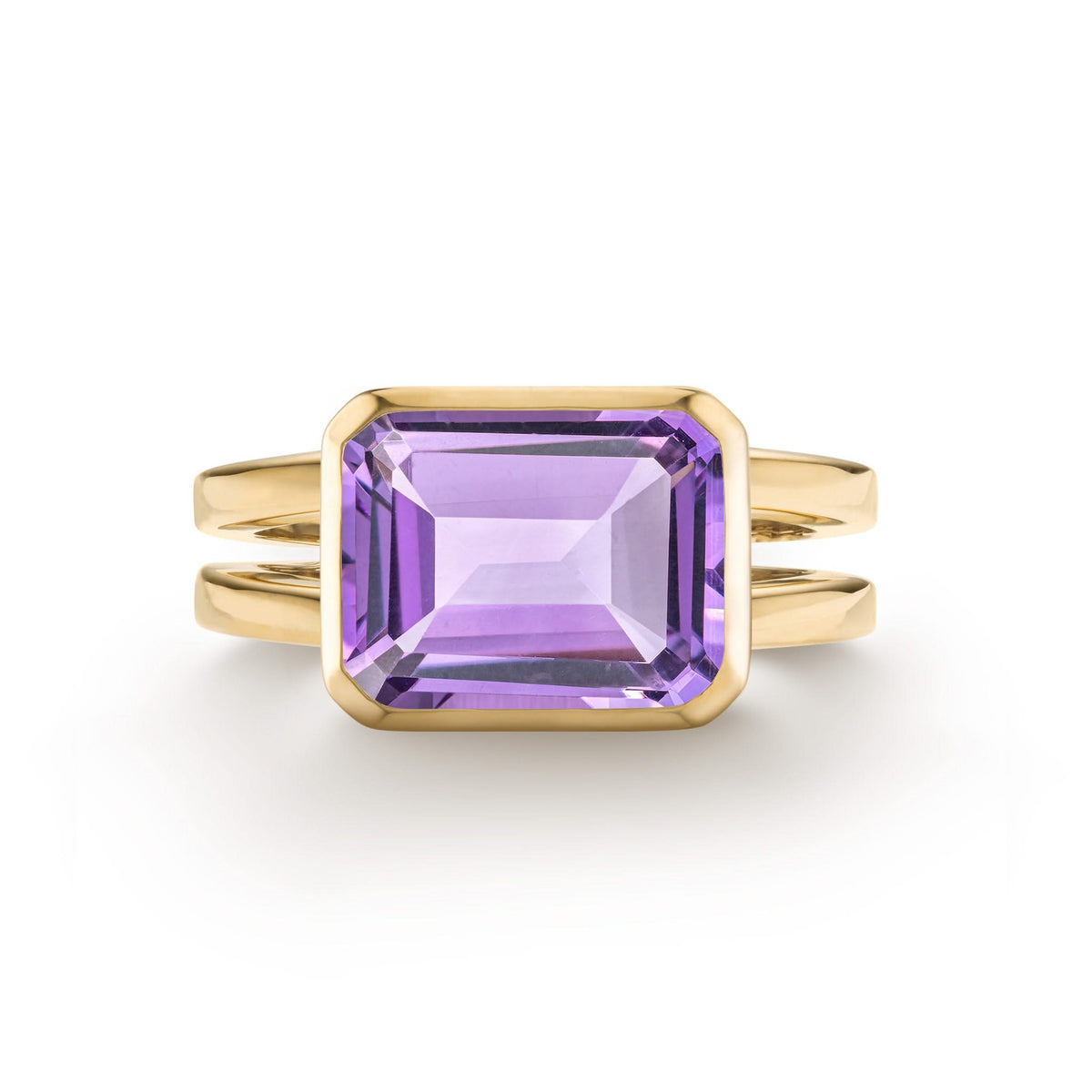 Warren Horizontal Amethyst Ring in 14k Gold (February)