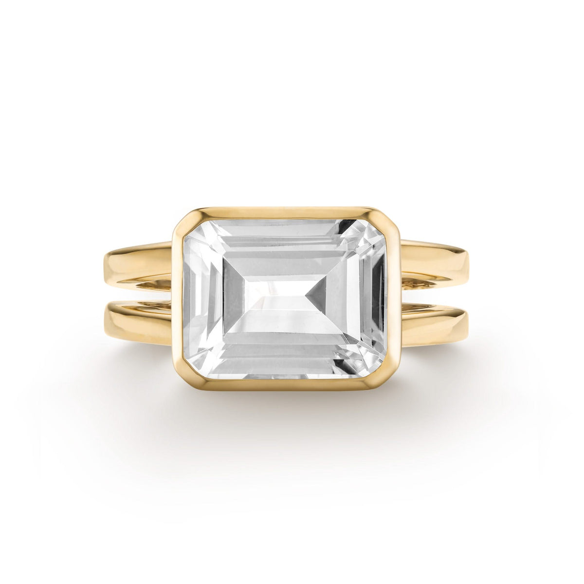 Warren Horizontal White Topaz Ring in 14k Gold (April)