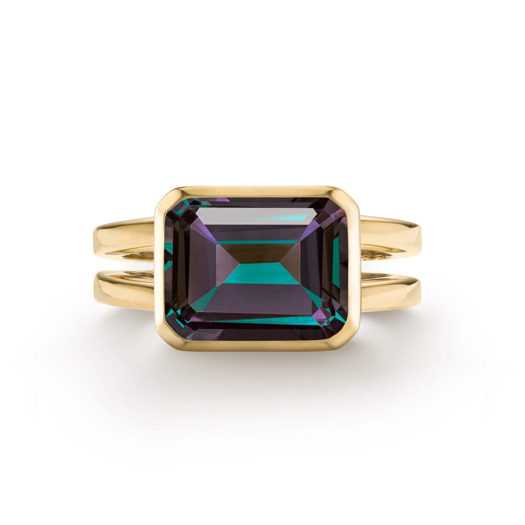 Warren Horizontal Alexandrite Ring in 14k Gold (June)