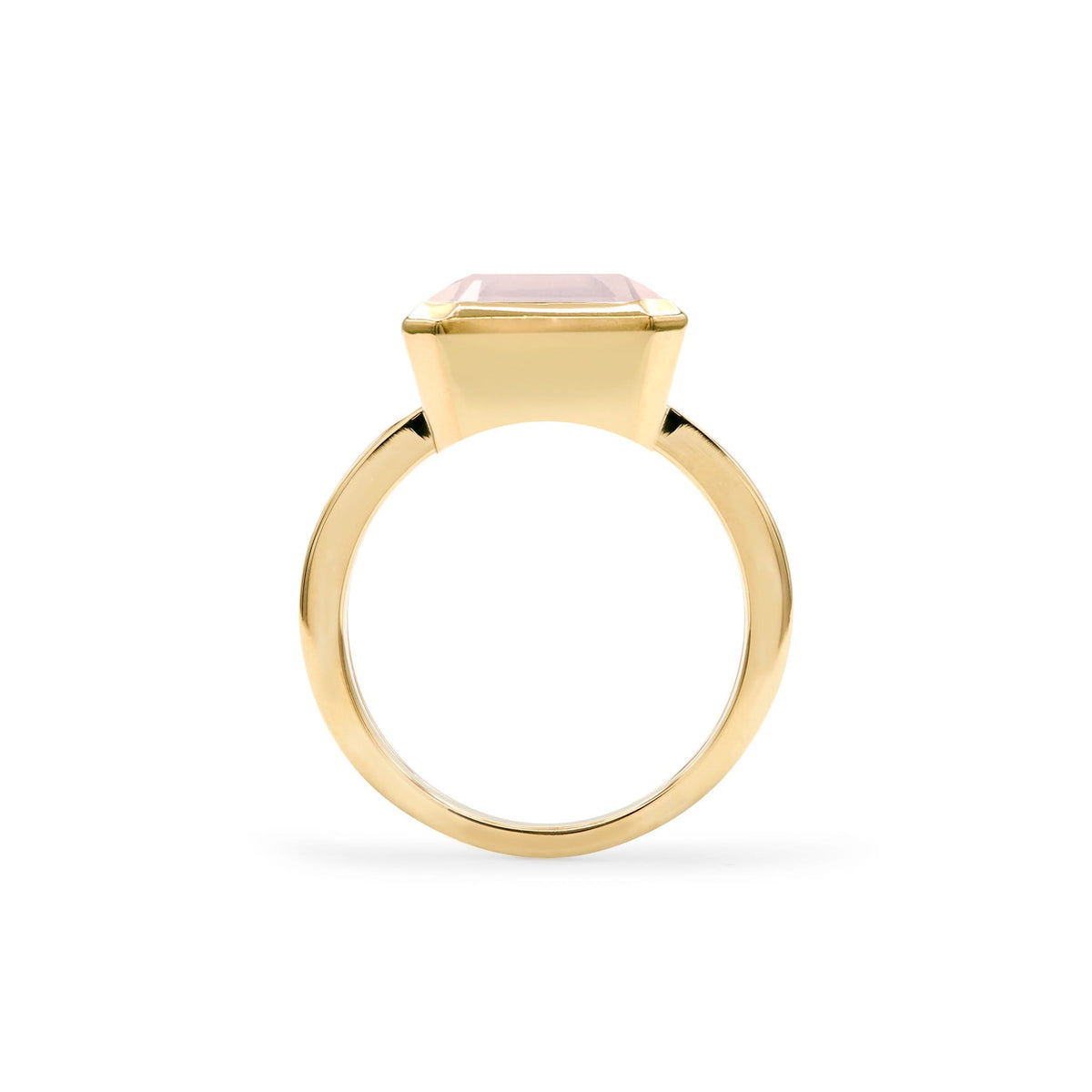 Warren Horizontal Rose Quartz Ring in 14k Gold (October)
