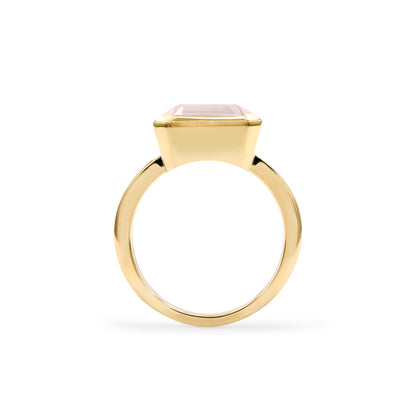 Warren Horizontal Rose Quartz Ring in 14k Gold (October)