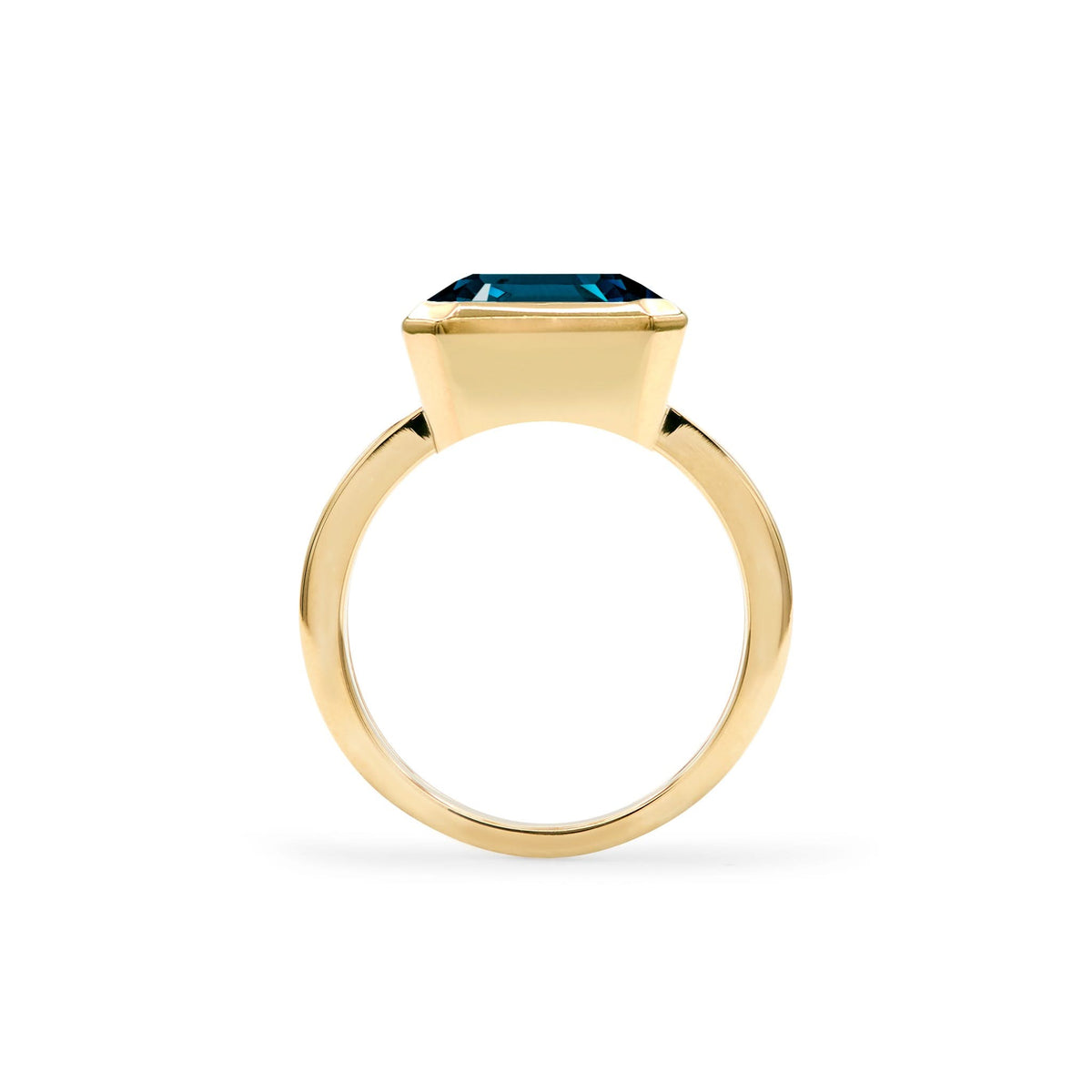 Warren Horizontal Atlantic Blue Topaz Ring in 14k Gold (December)