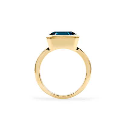 Warren Horizontal Atlantic Blue Topaz Ring in 14k Gold (December)