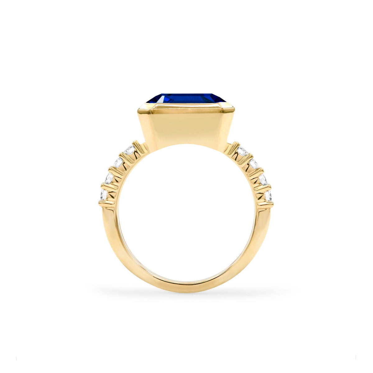 Warren Horizontal Sapphire Ring with Diamonds in 14k Gold (September)