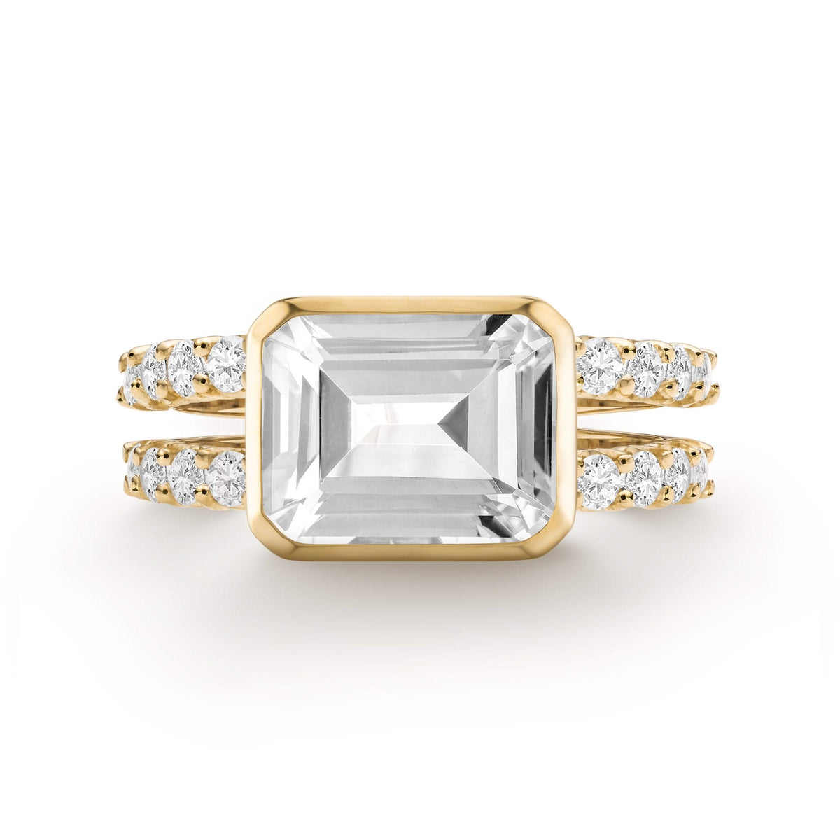 Warren Horizontal Birthstone Ring with Accent Stones in 14k Gold
