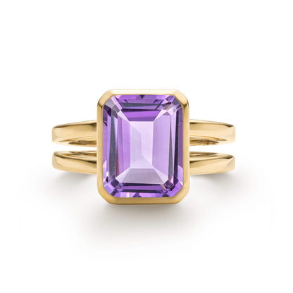 Warren Vertical Amethyst Ring in 14k Gold (February)