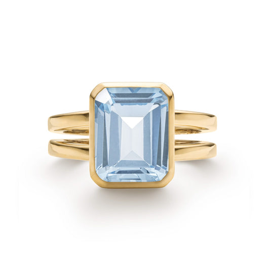 Warren Vertical Aquamarine Ring in 14k Gold (March)
