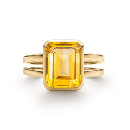 Warren Vertical Citrine Ring in 14k Gold (November)