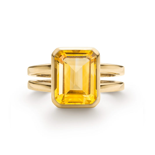 Warren Vertical Citrine Ring in 14k Gold (November)