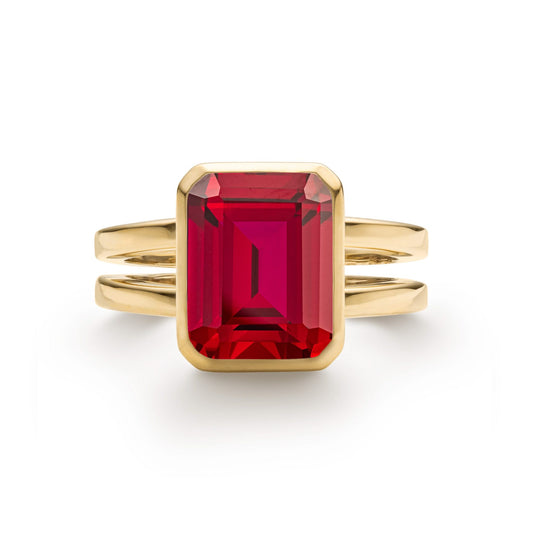 Warren Vertical Ruby Ring in 14k Gold (July)
