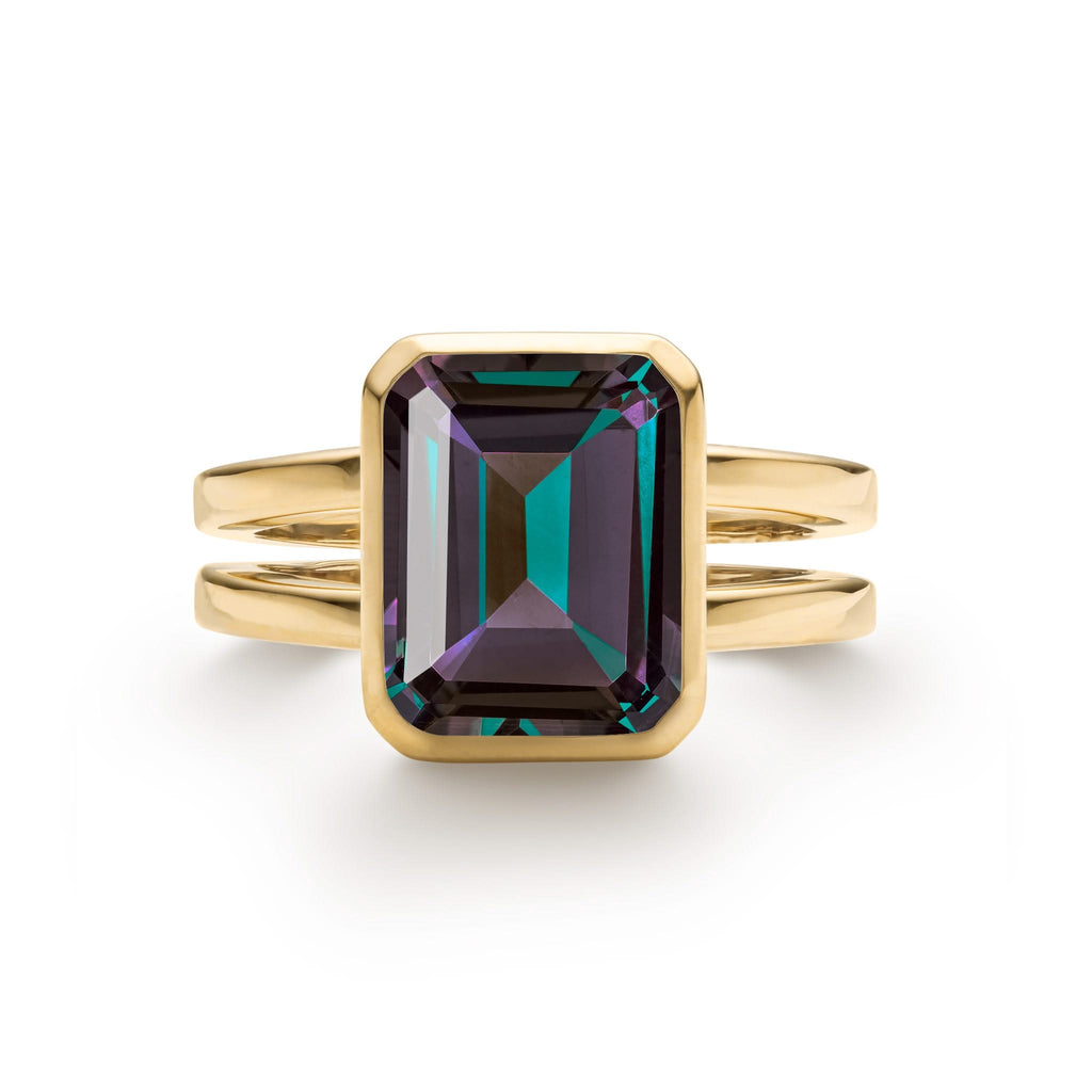 Warren Vertical Alexandrite Ring in 14k Gold (June)