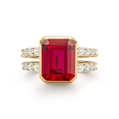 Warren Vertical Ruby Ring with Diamonds in 14k Gold (July)