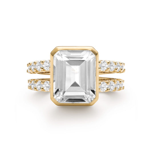 Warren Vertical Birthstone Ring with Accent Stones in 14k Gold