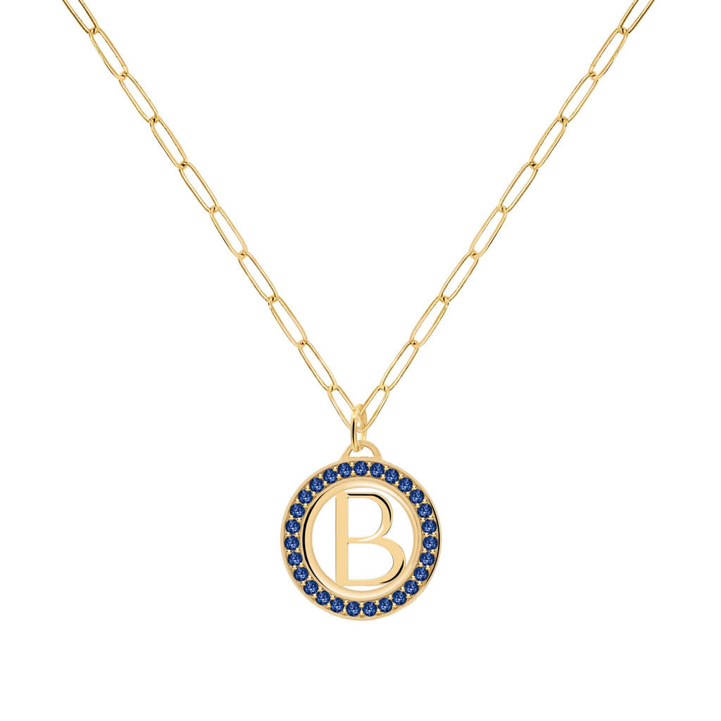 Letter & Birthstone Pendant in 14k Gold